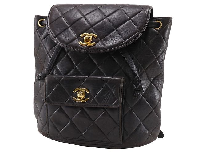 Chanel Matelassé Lammfell Rucksack Schwarz - Ansicht 4