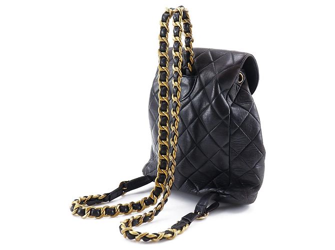 Chanel Matelassé Lammfell Rucksack Schwarz - Ansicht 5
