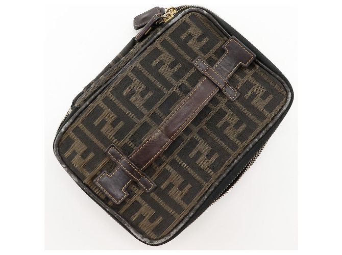 Fendi Zucca Nylon Canvas Kosmetiktasche Braun - Ansicht 13