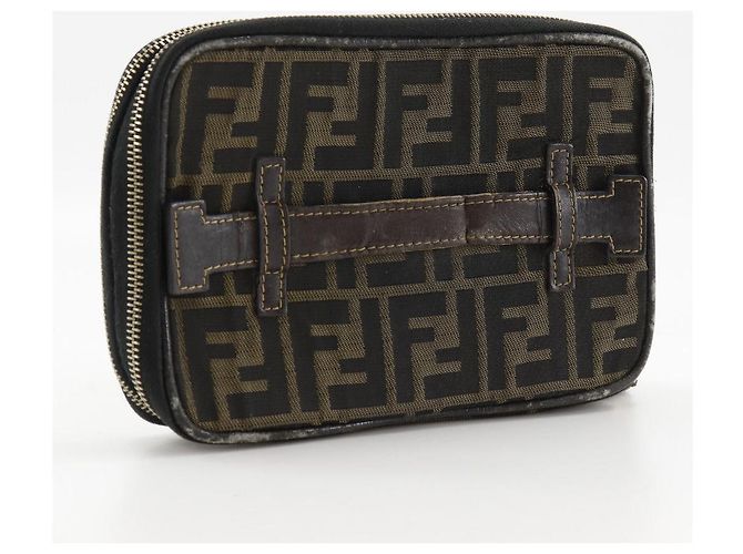 Fendi Zucca Nylon Canvas Kosmetiktasche Braun - Ansicht 9