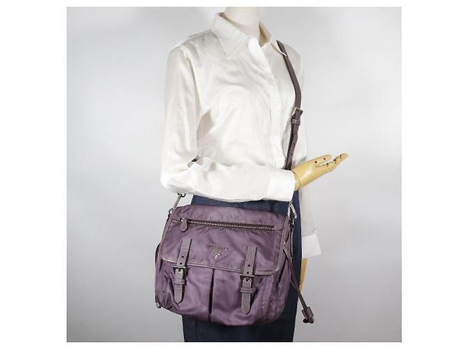 Borsa a spalla 2 in 1 in nylon e pelle BT0687 di Prada Porpora - vista 19