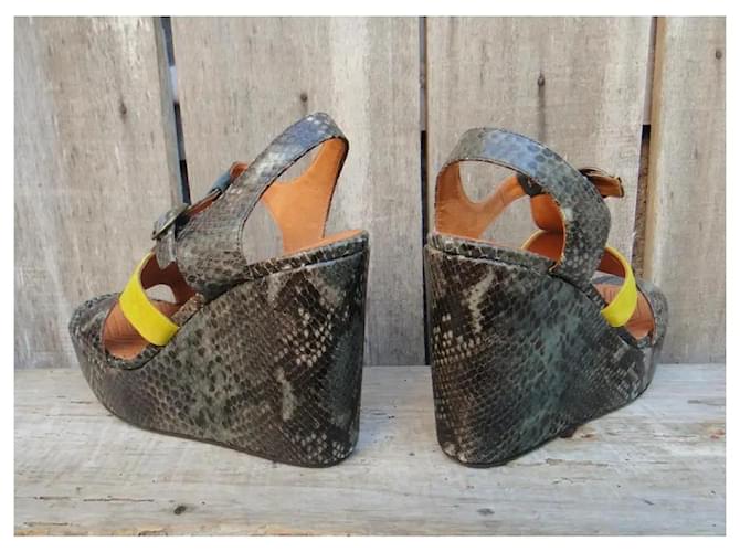 Chie Mihara Mandy wedge sandals leather python effect size 40 Multiple colors - view 5