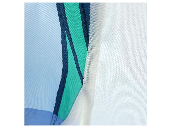Hermès Twill Reine Kleid 36 Weiß Blau - Ansicht 8
