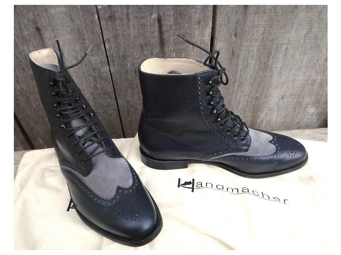 Autre Marque Botines Handmacher de cuero azul marino - vista 10