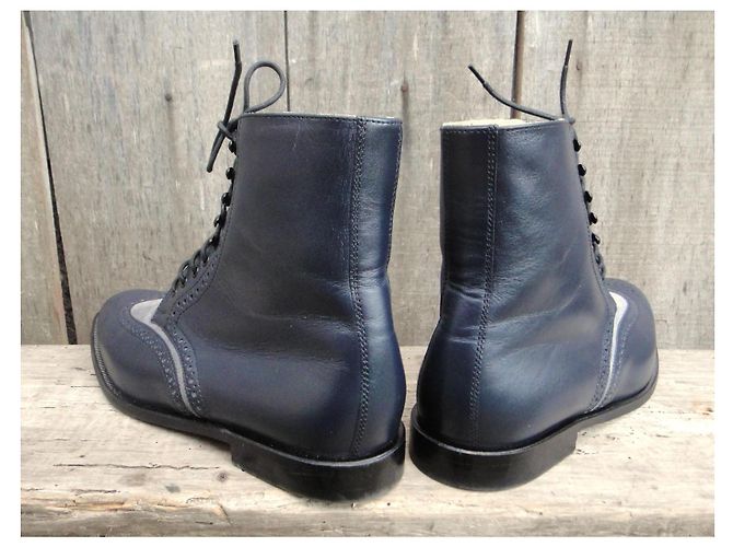 Autre Marque Botines Handmacher de cuero azul marino - vista 8