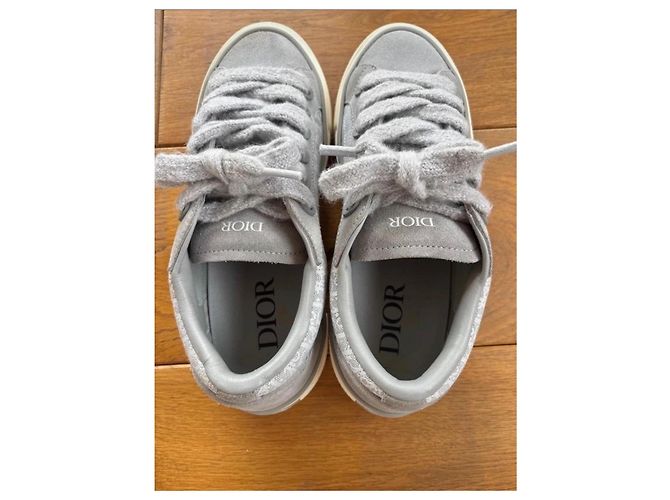 Christian Dior Baskets Dior B33 Tennis Suede & Canvas - Taille 41, Gris/Blanc - vue 4