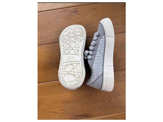Christian Dior Baskets Dior B33 Tennis Suede & Canvas - Taille 41, Gris/Blanc - vue 5