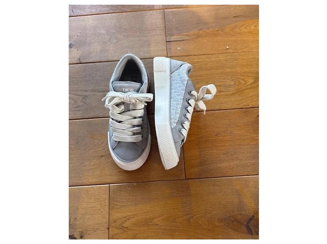 Christian Dior Baskets Dior B33 Tennis Suede & Canvas - Taille 41, Gris/Blanc - vue 6