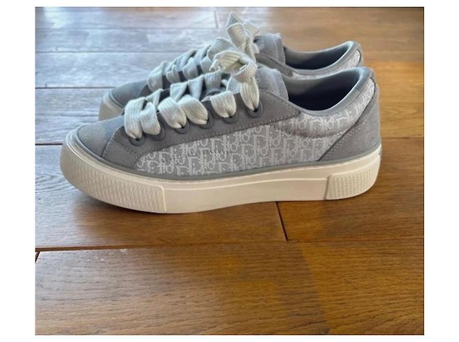 Christian Dior Baskets Dior B33 Tennis Suede & Canvas - Taille 41, Gris/Blanc - vue 7