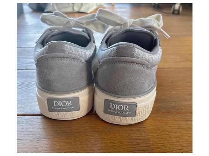 Christian Dior Baskets Dior B33 Tennis Suede & Canvas - Taille 41, Gris/Blanc - vue 8