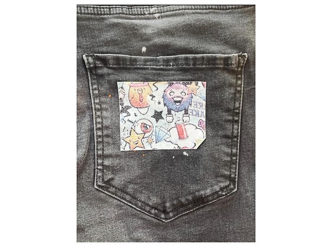 Graue Dsquared2 Jeans mit Farbklecksen und Patch Mehrfarben - Ansicht 7