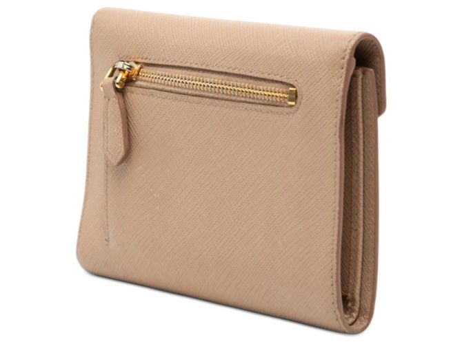 Billetera tríptico con letras Saffiano de Prada Beige - vista 2