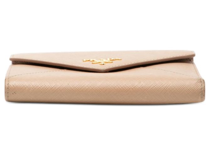 Billetera tríptico con letras Saffiano de Prada Beige - vista 3