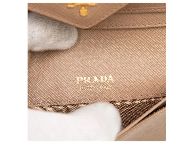Billetera tríptico con letras Saffiano de Prada Beige - vista 6