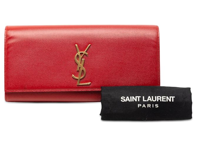 Clutch Cassandre Monogram Grain de Poudre Rosso Saint Laurent - vista 8