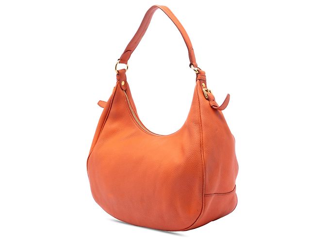 Prada Hobo Arancione Vitello Daino con Zip - vista 2