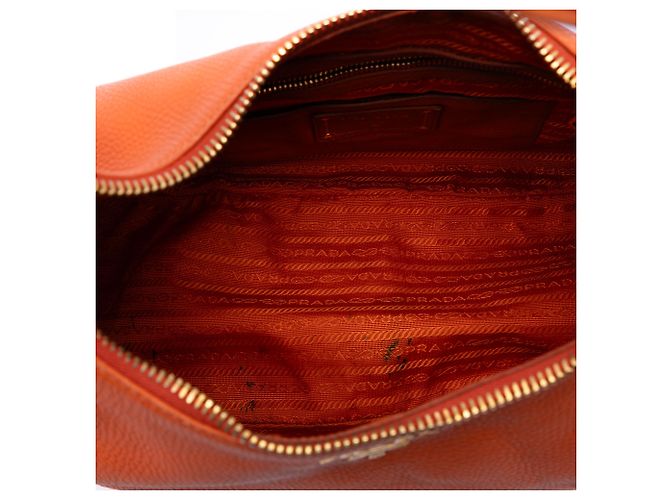 Prada Hobo Arancione Vitello Daino con Zip - vista 4