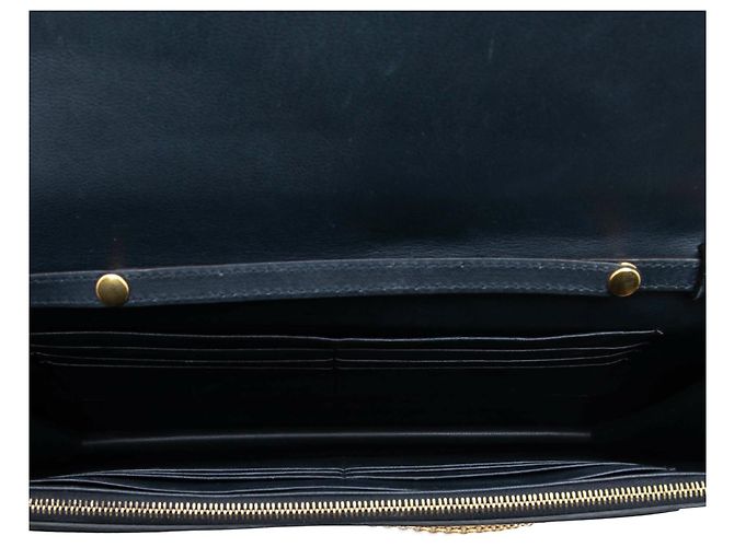 Céline Celine große blaue tricolor Lederumschlag mit Kette Marineblau - Ansicht 4
