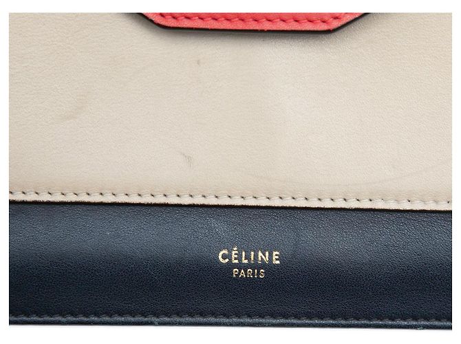 Céline Celine große blaue tricolor Lederumschlag mit Kette Marineblau - Ansicht 5