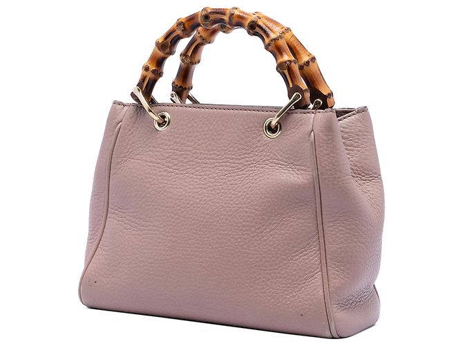 Bamboo Borsa shopper mini in pelle di vitello rosa Gucci con bambù - vista 2