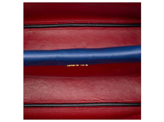 Prada Borsa doppia media in pelle Saffiano blu - vista 4