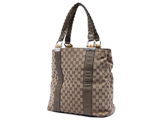 Gucci Beige Große GG Canvas Bamboo Libeccio Tote - Ansicht 2