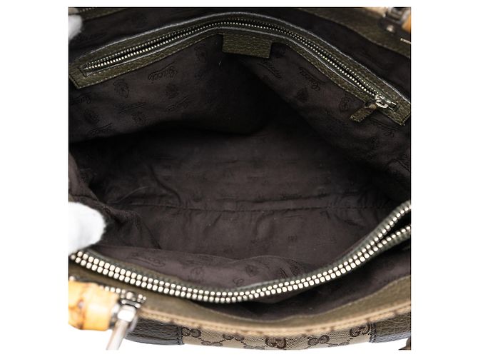Gucci Beige Große GG Canvas Bamboo Libeccio Tote - Ansicht 4