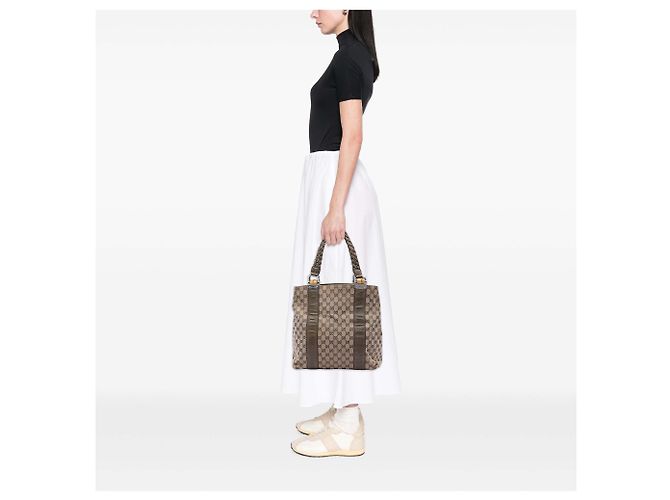 Gucci Beige Große GG Canvas Bamboo Libeccio Tote - Ansicht 7