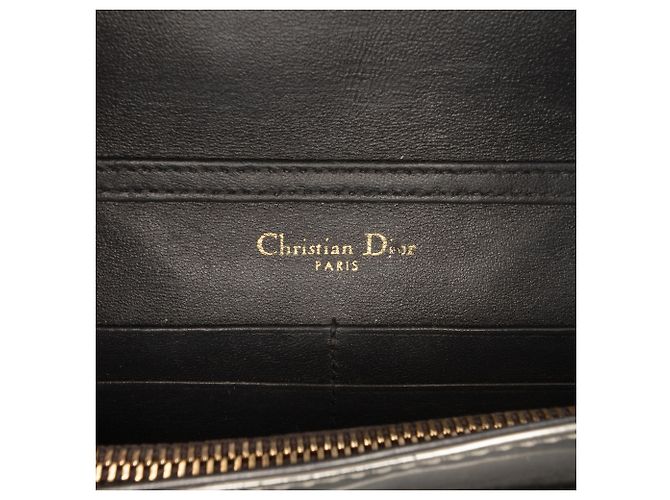 Dior Silver Metallic Patent Microcannage Diorama Wallet on Chain - view 5