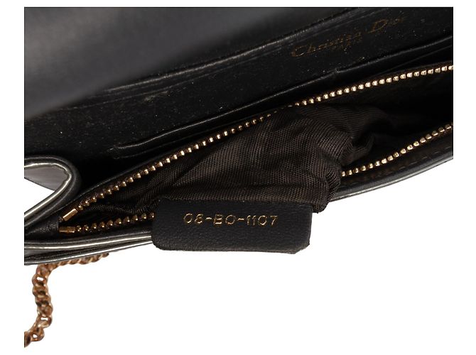 Dior Silver Metallic Patent Microcannage Diorama Wallet on Chain - view 6