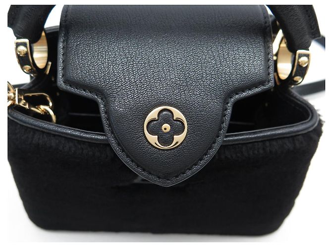 NEUE LOUIS VUITTON CAPUCINES MINI LEDER & MINK SCHULTERTASCHE Schwarz - Ansicht 13