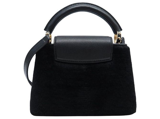 NEUE LOUIS VUITTON CAPUCINES MINI LEDER & MINK SCHULTERTASCHE Schwarz - Ansicht 2