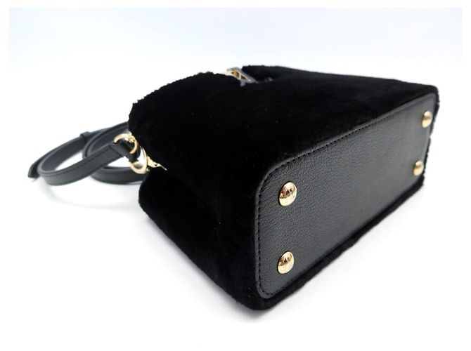 NEUE LOUIS VUITTON CAPUCINES MINI LEDER & MINK SCHULTERTASCHE Schwarz - Ansicht 7
