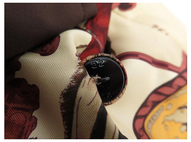 Hermès ABRIGO REVERSIBLE HERMES RARO LAS AMÉRICAS & FAUNA Y FLORA DE TEXAS 42 L Castaño - vista 15