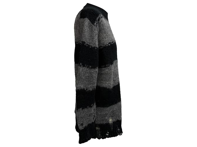 Gestreifter, abgenutzter Pullover aus grauem Acryl von Acne Studios - Ansicht 3