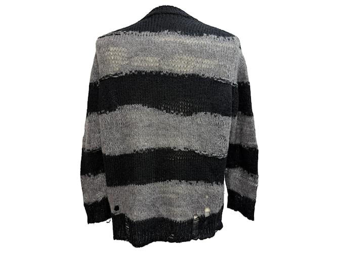 Gestreifter, abgenutzter Pullover aus grauem Acryl von Acne Studios - Ansicht 4