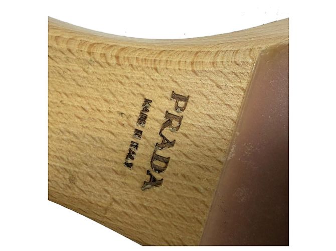 Sandali Mule in Legno a Motivo Prada in Cotone Multicolore - vista 8