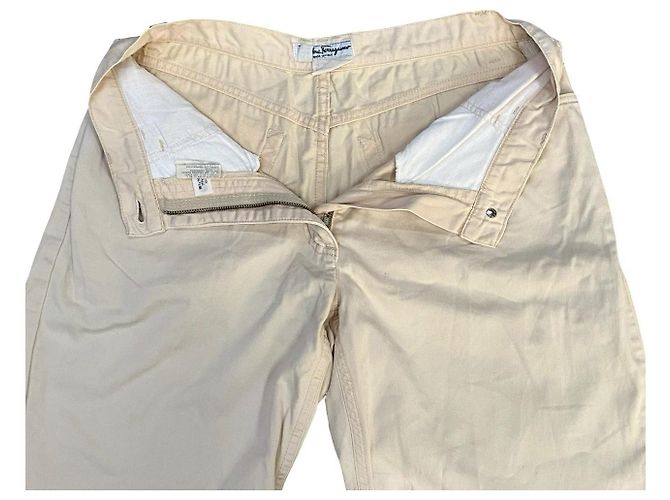 Pantalones de algodón Salvatore Ferragamo Blanco - vista 5