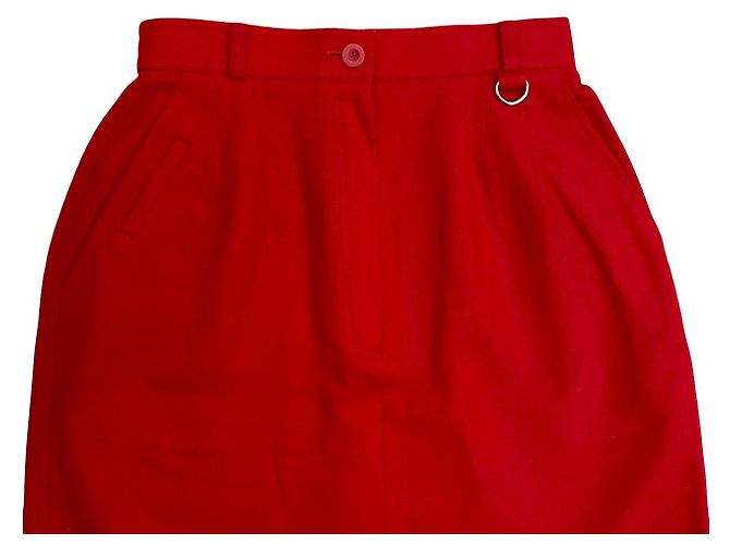 Falda de lana Christian Dior Roja - vista 4