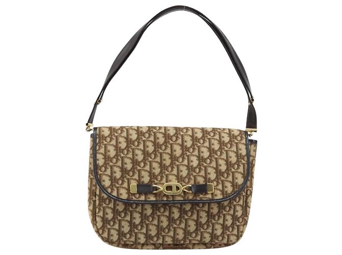 Borsa a Spalla in Tela Trotter Christian Dior Marrone Oro Auth YKZ048 D'oro - vista 13