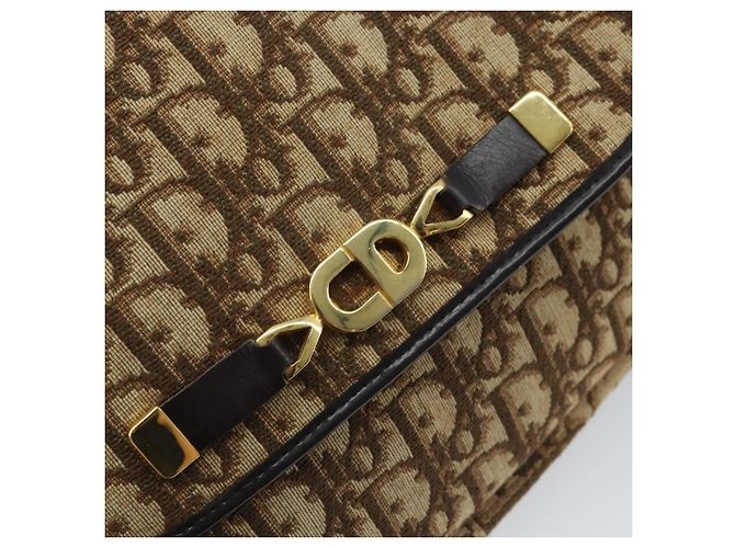 Borsa a Spalla in Tela Trotter Christian Dior Marrone Oro Auth YKZ048 D'oro - vista 18