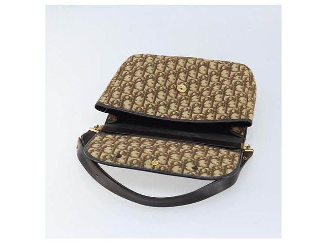 Borsa a Spalla in Tela Trotter Christian Dior Marrone Oro Auth YKZ048 D'oro - vista 19