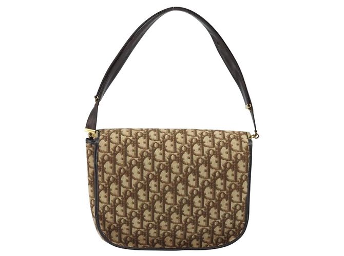 Borsa a Spalla in Tela Trotter Christian Dior Marrone Oro Auth YKZ048 D'oro - vista 2