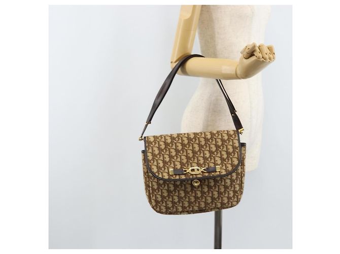 Borsa a Spalla in Tela Trotter Christian Dior Marrone Oro Auth YKZ048 D'oro - vista 23