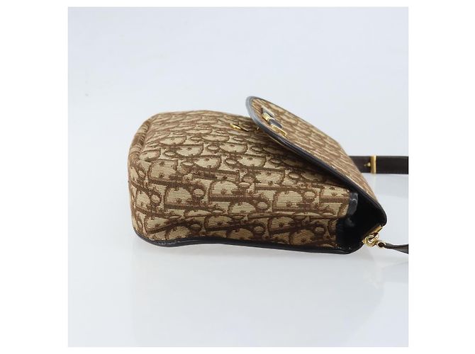 Borsa a Spalla in Tela Trotter Christian Dior Marrone Oro Auth YKZ048 D'oro - vista 3