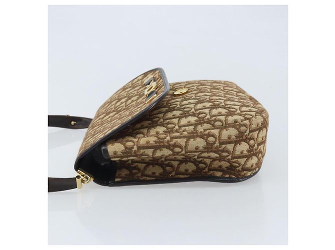 Borsa a Spalla in Tela Trotter Christian Dior Marrone Oro Auth YKZ048 D'oro - vista 4