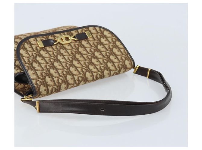 Borsa a Spalla in Tela Trotter Christian Dior Marrone Oro Auth YKZ048 D'oro - vista 7
