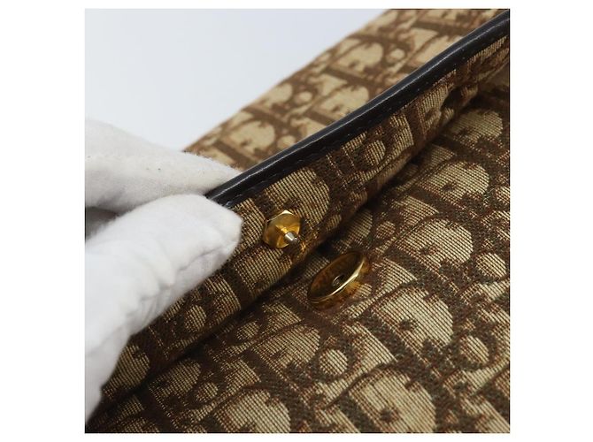 Borsa a Spalla in Tela Trotter Christian Dior Marrone Oro Auth YKZ048 D'oro - vista 9