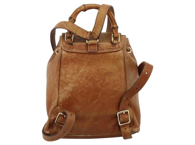 Zaino in pelle Gucci Bamboo marrone oro 003 1956 0030 Auth 174185 D'oro - vista 2