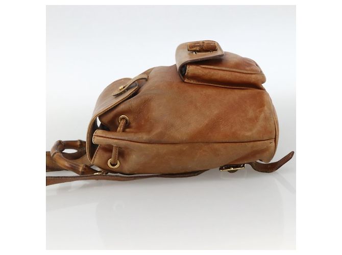 Zaino in pelle Gucci Bamboo marrone oro 003 1956 0030 Auth 174185 D'oro - vista 3